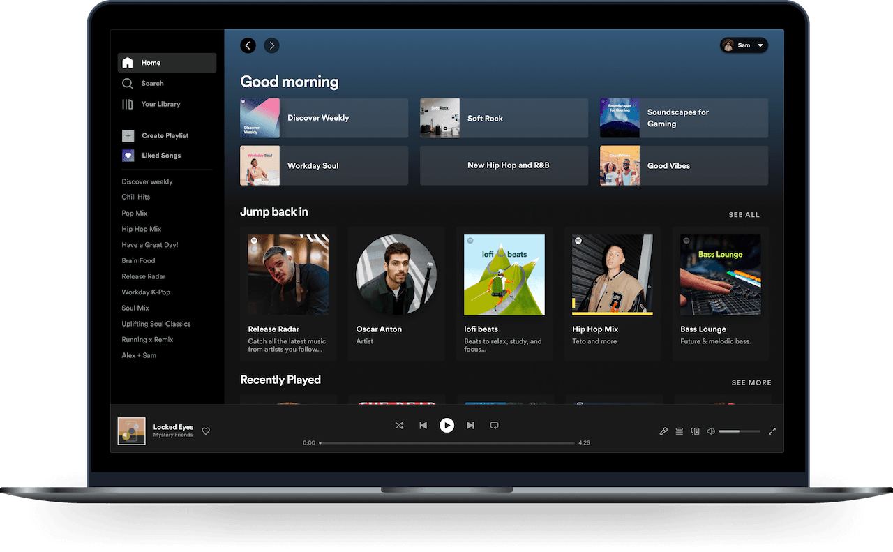 spotify app on a laptop